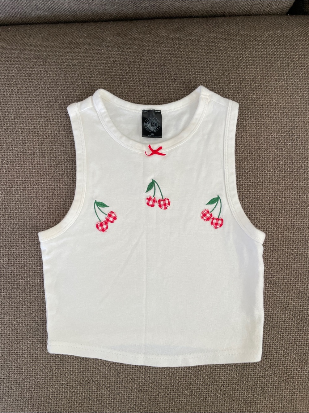 White Cherry Graphic Tank Top